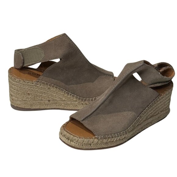 Kelsi Dagger Brooklyn KDB Taupe Suede Wedge Espadrille Sandals Women’s 7 - Picture 1 of 11